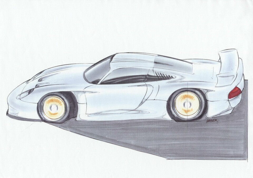 A sketch of the 911 GT1 by Hatter Porsche young Tony Hatter 4066