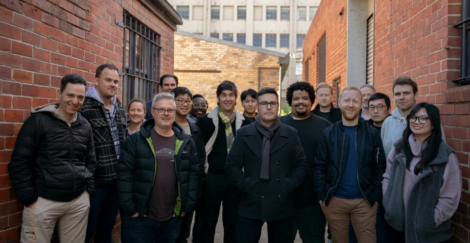 The GoMotiv team: Thorpe (centre, yellow scarf) and Kaunda-McKenzie (seventh from right) Gomotiv Group