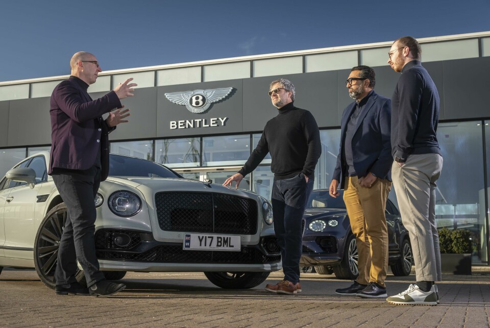 Design director Robin Page (left) chats to CDN during a very chilly visit to Crewe Freddie Robin James Abel at Bentley_2678