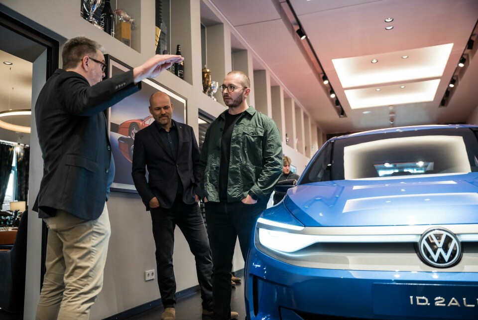 Volkswagen’s Andreas Mindt (far left) with CDN’s Freddie Holmes at Car Design Event Car Design Event Andreas Mindt Freddie Holmes Volkswagen1388