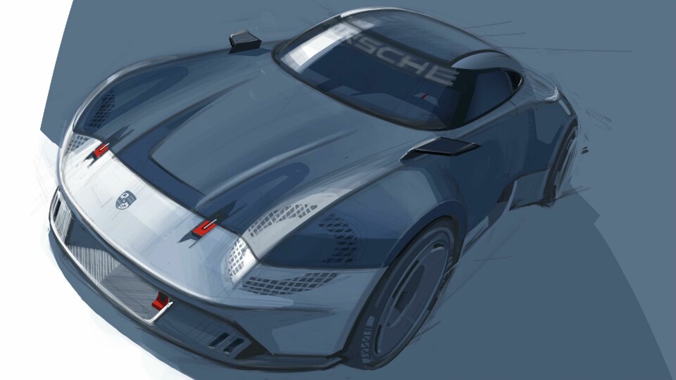 An early sketch of the Porsche 357 concept Porsche 357 concept sketch