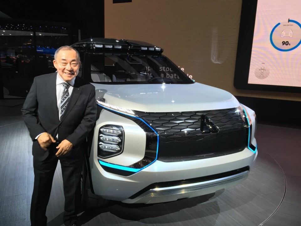 Design Director Kunimoto with the ‘dynamic shield’ front face of the Engelberg Tourer IMG_0479.JPG