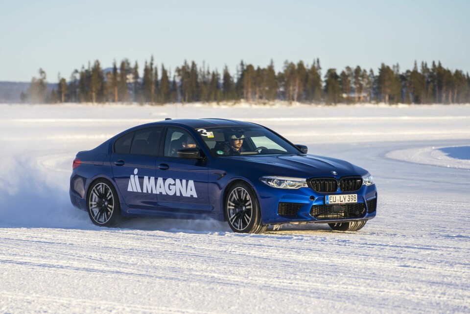 Perks of the job: trying to drift an M5 on a frozen lake Freddie driving M5 in Sweden