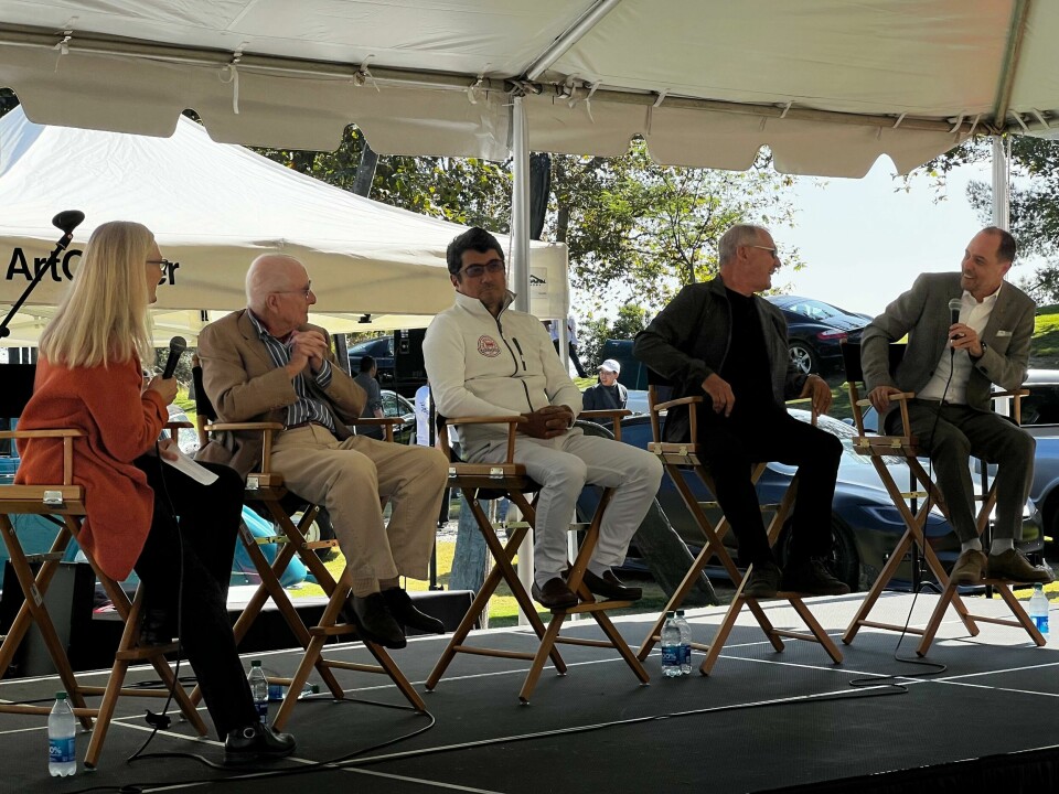 Four generations of Transportation Design Department Chairs being interviewed. From left to right: Ron Hill, Ken Okuyama, Stewart Reed, and current Chair, Marek Djordjevic Four generations of Transportation Design Department Chairs being interviewed. From left to right: Ron Hill, Ken Okuyama, Stewart Reed, and current Chair, Marek Djordjevic