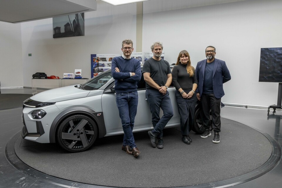 From left: Gianni Colonello, James McLachlan, Laura Brunet, Abel Sampson Lancia studio visit with Gianni Colonello and Laura Brunet _19