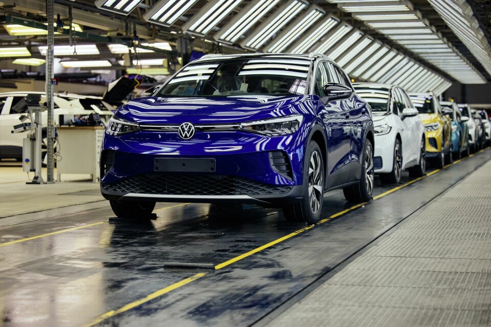 EVs roll of the production line at Volkswagen’s Zwickau plant, which runs on green energy Volkswagen Zwickau