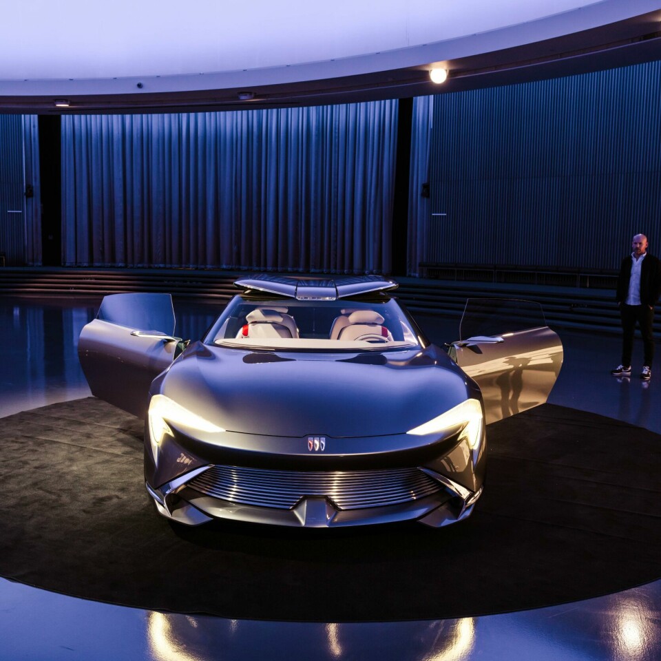 2022 Buick Wildcat EV Concept show car in the iconic GM Design Dome with design manager Kevin Nougarede 10. 2022 Buick Wildcat EV Concept show car in iconic GM Design Dome with Design Manager Kevin Nougarede