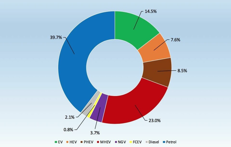 Global powertrain market share mix forecast (2030) Global powertrain mix 2030