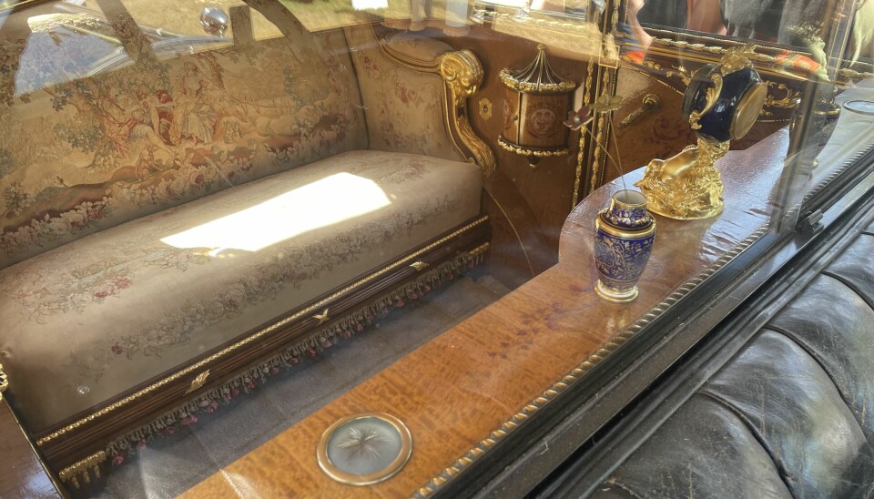 Opulent rear cabin of the 1926 Rolls-Royce Phantom I Brougham de Ville
